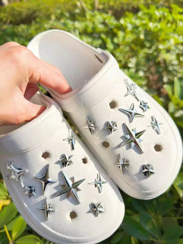 18pcs DIY Detachable Five-Pointed Star Decorations, Shoe Accessories, Suitable For Clogs, Sandals, Slippers, Garden Shoes, Beach Shoes, Multi-Functional Decorative Buckles, Holiday Gifts
